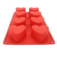 Molde de Silicona Ecológico de 8 Cavidades en Forma de Corazón - Herramienta Sostenible para Chocolate, Pastel, Gelatina y Pudín