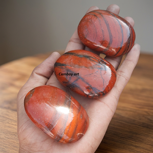 Venta al por Mayor de Gemas de Ágata de Cristal Natural de Calidad Superior Cambyart, Jaspe Rojo Ovalado, Piedras de Palma para Decoración del Hogar, Energía Curativa - Product Image 3