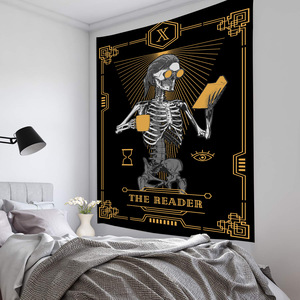 <span class=keywords><strong>Tapisserie</strong></span> murale en <span class=keywords><strong>fibre</strong></span> de polypropylène tissée à la main, style INS, motif crâne européen américain, pour usage intérieur/extérieur - Product Image 6