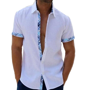 Chemise décontractée à manches courtes et col à revers pour homme, style hawaïen, idéale pour les vacances à la plage, tailles S-3XL, respirante, unie, pour l'été - Product Image 1