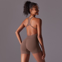 Combinaison de yoga moulante sans couture style européen et américain pour femme, effet push-up, une pièce, pour le sport, le Pilates et le fitness, bretelles spaghetti