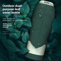 Bouteille d'eau et récipient alimentaire 2-en-1 portables pour chien, écologiques, imprimés en sérigraphie, avec distributeur de nourriture en silicone en forme de feuille, pour le voyage et l'extérieur