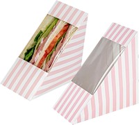 Boîte à sandwich en kraft écologique avec fenêtre pour pâtisserie, gâteau au fromage, tiramisu, gâteau au chocolat, conteneur alimentaire jetable