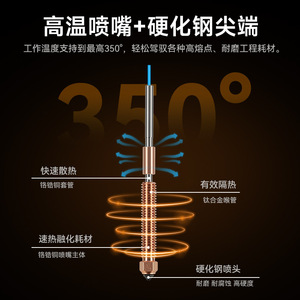 ชิ้นส่วนเสริมสำหรับเครื่องพิมพ์ 3 มิติ Qi Pang K2 Hi หัวฉีดแบบถอดได้ในตัว ขนาด 0.4 มม. ทำจากเหล็กชุบแข็ง - Product Image 2