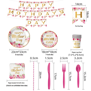 Oferta Especial: Set Moderno y Ecológico <span class=keywords><strong>de</strong></span> Artículos Florales <span class=keywords><strong>para</strong></span> el Día <span class=keywords><strong>de</strong></span> la Madre, Platos, Vasos, Servilletas y <span class=keywords><strong>Decoraciones</strong></span> Desechables - Product Image 3
