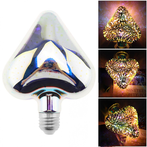 Lampadina LED a Forma di Cuore <span class=keywords><strong>E27</strong></span> <span class=keywords><strong>Vintage</strong></span> a Risparmio Energetico Creativa per Decorazioni Festive con Effetto Fuochi d'Artificio 3D Colorati - Product Image 4