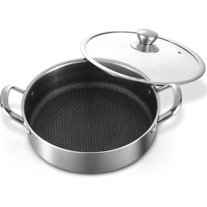 Casserole en acier inoxydable 3 plis de qualité alimentaire 26/28/30 cm, casserole à nid d'abeilles, batterie de cuisine, marmite à soupe, casserole avec couvercle - Product Image 2