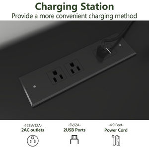 ตู้ลิ้นชักไม้ Nu-Deco สีดำ 6 ลิ้นชัก พร้อมปลั๊กไฟและไฟ LED ตู้เก็บของแบบโมเดิร์น - Product Image 2