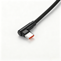 Câble USB-C à angle droit, 1 pièce, 2 m, charge rapide 3A, en cuivre pur, tressé en nylon, pour téléphones 17/16/15 Pro Max/Plus S24/S23 Note 20