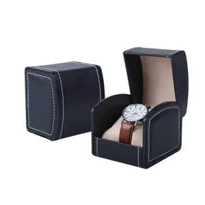 Scatola orologio personalizzata OEM di lusso vernice nera opaca con Logo quadrato in pelle sintetica scatola orologio personalizzato scatola Custom Watch Box
