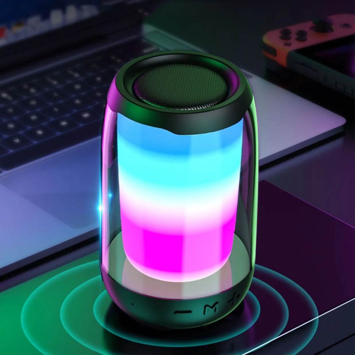 Sıcak led hoparlör üç renkli led temaları gece lambası değişen taşınabilir kablosuz bluetooth hoparlör