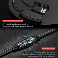 Amplificador de señal activa de alta velocidad USB2.0 USB 2,0, Cable de extensión macho-hembra con filtro de amplificador de señal IC