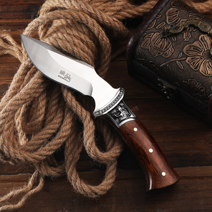 سكين تايجر بولسترز التكتيكي للصيد، بشفرة ثابتة من الفولاذ المقاوم للصدأ <span class=keywords><strong>D2</strong></span>، ومقبض من خشب الورد، متين للاستخدامات الخارجية واليدوية، بسمك 4 مم - Product Image 2