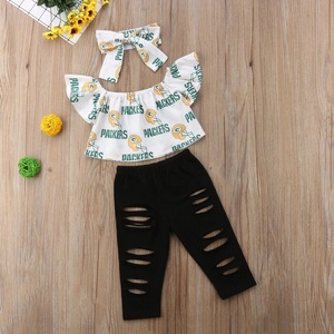 Nuevo Conjunto Premium al por Mayor para Niñas, Estilo Coreano, Leggings Rotos, Blusa y Camisa - Product Image 3
