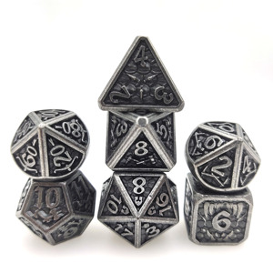 Juego de dados de metal DND Dungeon and Dragon RPG Dados poliédricos D & D dados para RPG D + D Rolling Game <span class=keywords><strong>Dice</strong></span> D y D <span class=keywords><strong>Dice</strong></span> D20 D12 D10 D8 D6 - Product Image 3