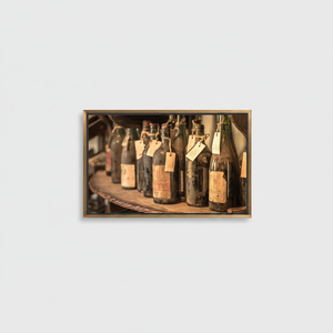 Vintage Wine Bottles <b>Canvas</b> Print: Elegant Trendy Bar Decor,GOLD FRAMED <b>CANVAS</b> - Product Image 2