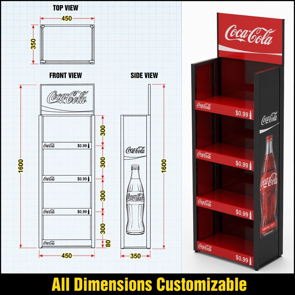 Apache Custom Figure Display Rack 4-Way 4-Tier Metal Anime Merchandiser Knock Down Rotating Stand for Manga Shop Retail OEM ODM — view 4
