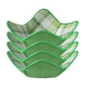 4 Pcs <b>Microwave</b> Bowl Cozy Holders <b>Green</b> Plaid Stripe Reusable Hot Pads Soup Bowl Potholders Heat Resistant Grip - Product Image 1