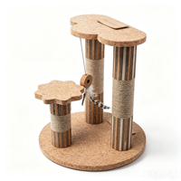 Ensemble de 3 griffoirs pour chat en liège, design moderne et luxueux, écologiques, avec base, espace de jeu et perchoir intérieur pour chat