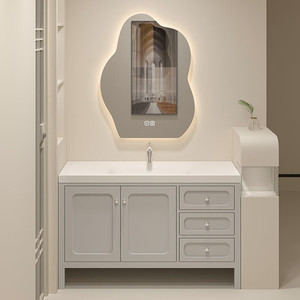 Light luxury French bathroom cabinet hot-bent integrated seamless basin washbasin cabinet - Product Image 5