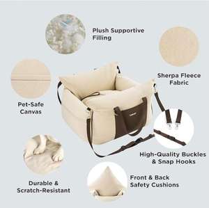 Asiento de coche de lujo para gatos, cama de viaje para cachorros, asiento elevador impermeable para perros, asiento de lona informal para perros pequeños, asiento de coche para perros pequeños - Product Image 1