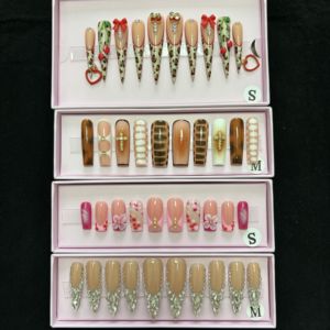 10 Uñas Postizas de Marca Privada, Hermosas y Lujosas, Hechas a Mano, Acrílicas, Personalizadas, Gruesas, <span class=keywords><strong>con</strong></span> Cristal, Uñas Artificiales - Product Image 4
