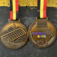Médailles en alliage de zinc bronze antique personnalisées en usine avec ruban, vente en gros, pour compétitions scolaires et sportives pour enfants