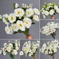 Karangan Bunga Pernikahan Putih Buatan, Mawar Hydrangea Baby's Breath, Bunga Palsu Grosir