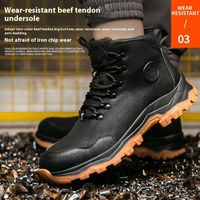 Sepatu Keselamatan Kerja Standar EU dengan Pelindung Baja, Sol Karet Dua Warna, untuk Konstruksi, Pabrik, Gudang, dan Pekerjaan Industri