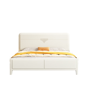<span class=keywords><strong>Letto</strong></span> <span class=keywords><strong>Matrimoniale</strong></span> Moderno Nordico Bianco Crema 1.8m con Rivestimento, <span class=keywords><strong>Letto</strong></span> Contenitore Economico 1.5m in Legno Massello per Camera da <span class=keywords><strong>Letto</strong></span> Padronale, <span class=keywords><strong>Letto</strong></span> Imbottito - Product Image 4