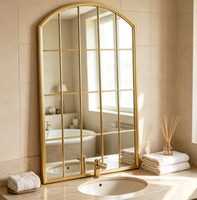 Miroir de fenêtre de style européen personnalisé, décoration murale pour hôtel, miroir de fenêtre en fer forgé à suspendre au mur