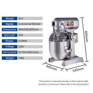 Mesin Dapur Komersial 550W Industrial B15 Planetary Food Mixer untuk Adonan Kapasitas 5KG untuk Mencampur Kue dan Susu Kondisi Baru - Product Image 2