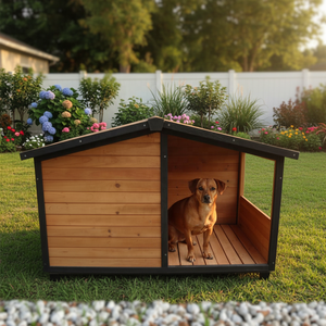 SDD011 Casa para <span class=keywords><strong>Perros</strong></span> de Exterior al por Mayor, Jaula de Madera Moderna de Lujo <span class=keywords><strong>Natura</strong></span> con Acabado de Hierro, Resistente a la Intemperie, Piso Elevado para Gatos - Product Image 2