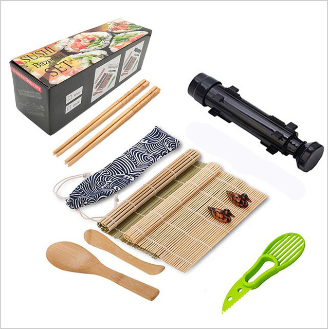 Authentic Bamboo Sushi Rolling Set - 2 Mats and Rice Paddle