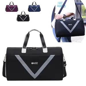 Bolsa de mala de viagem multifuncional, saco de roupa dobrável para homens moda carrinho oxford