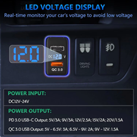 Prise de chargeur de voiture 12V-24V avec voltmètre, ports USB PD et QC3.0, chargeur rapide pour Toyota FJ Cruiser Fortuner 4runner Tundra Hilux
