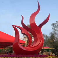 Statue de flamme en métal abstraite d'art de jardin sculpture de feu en acier inoxydable