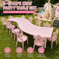 Ensemble de table et chaises en forme de serpentine pour enfants, meubles en bois en forme de S pour événements d'anniversaire en plein air, location