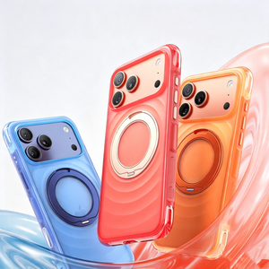 เคสโทรศัพท์แม่เหล็กแบบหรูหรา ผิวด้านโปร่งแสง ลายริ้ว สำหรับ iPhone 18 17 16 Pro Max พร้อมการปกป้อง 360 องศา °   ฝาครอบป้องกันปุ่ม AI แบบตั้งวางได้ - Product Image 1