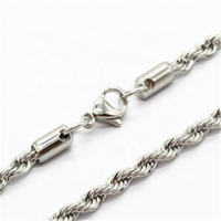 Collier chaîne en acier inoxydable, bijoux à la mode, corde de couleur argent, 2mm/2.5mm/3mm/4mm/5mm