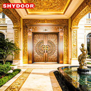 Puerta Principal de Entrada Moderna de Cobre, Puerta de Seguridad de Hierro, Puerta Principal de Lujo Personalizada de Acero Inoxidable para Villa - Product Image 3