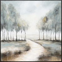 Peintures murales en toile encadrée en bois vintage en gros, peinture à l'huile faite à la main représentant des arbres sauvages et une forêt, décoration, peintures de paysages aux couleurs douces