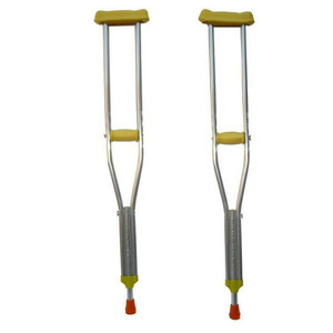 Muletas axilares de acero inoxidable, altura ajustable, almohadillas antideslizantes amarillas para ancianos, discapacitados y pacientes postoperatorios - Product Image 4