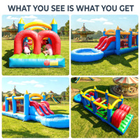 Structure gonflable robuste en PVC, combo château gonflable et parcours d'obstacles pour extérieur, fêtes et entreprises de location
