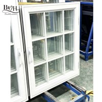 Ventana Moderna de PVC de Una Hoja con Rejilla Decorativa, Doble Acristalamiento Low-E Aislante para Villa y Casa