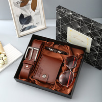 Set Hadiah Kertas Minimalis Modern Pria: Sabuk, Dompet, Parfum, Gantungan Kunci, Pulpen, Jam Tangan Quartz - Kemewahan Praktis untuk Tahun Baru dan Wisuda