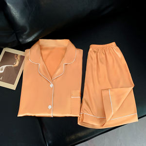 Moda francesa sentido del color sólido pijamas de manga corta verano Simple simulación seda Loungewear se puede usar fuera del traje - Product Image 5