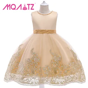 Child Temperament Boutique Party Gown Princess 1st Birthday Pageant Golden Dress For Kids 10 Years Old