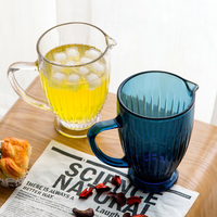 Esthetische retro reliëf verticale geribbelde soda-lime glazen kan 1288ml meerkleurig gegraveerd vaatwasmachinebestendig drankenkan