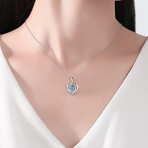 Collier à pendentif vibrant en Zircon cubique, changement de cœur, de cœur et de battements de cœur, brillant, cadeau romantique pour femmes, yattiktok - Product Image 2